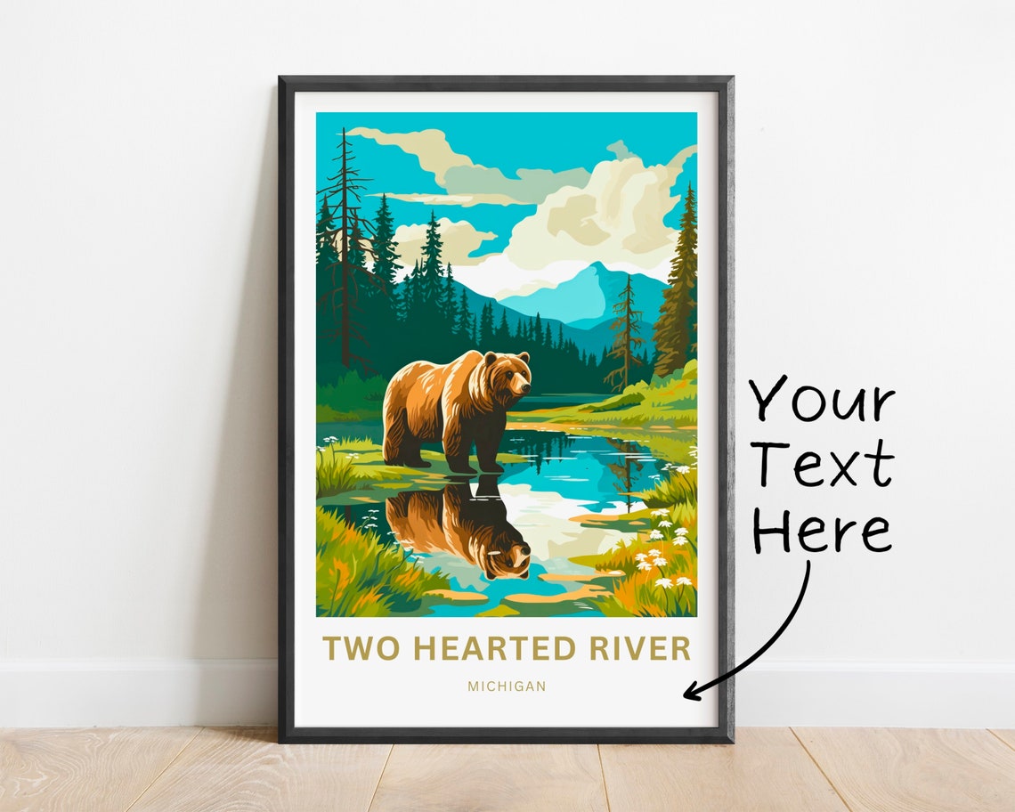Two Hearted River Michigan Bear Lake Reflection Wildlife Travel Poster - Image 2