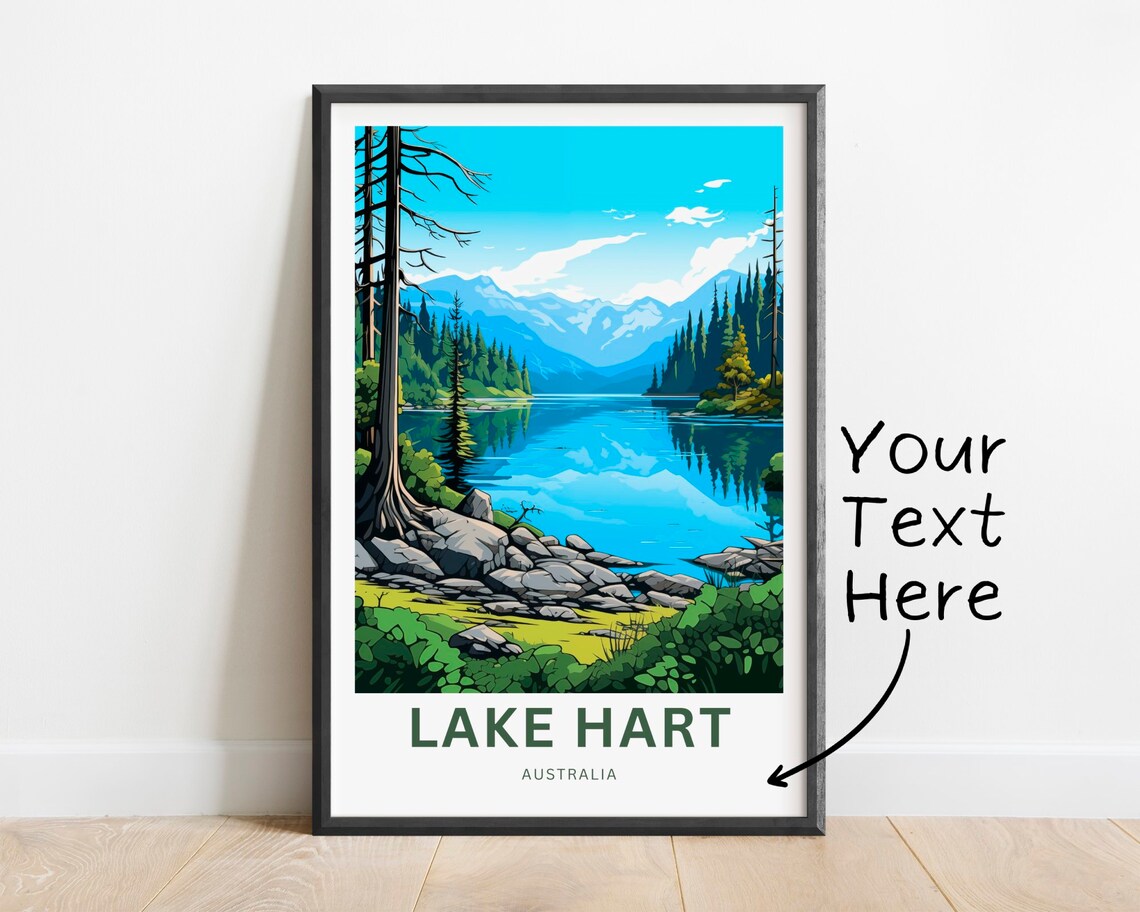 Personalized Lake Hart Australia Alpine Lake Vintage Travel Poster