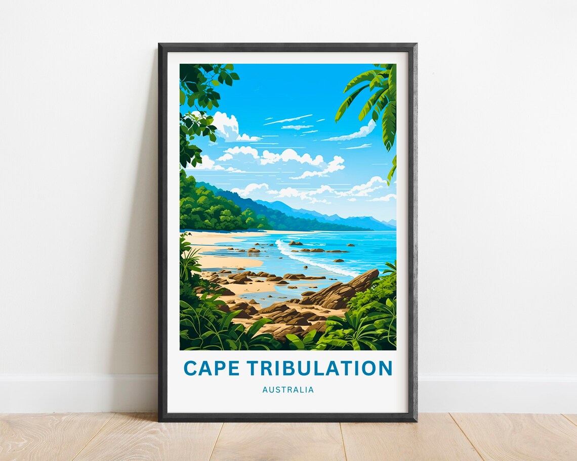 Cape Tribulation Australia Tropical Beach Cove Vintage Travel Poster