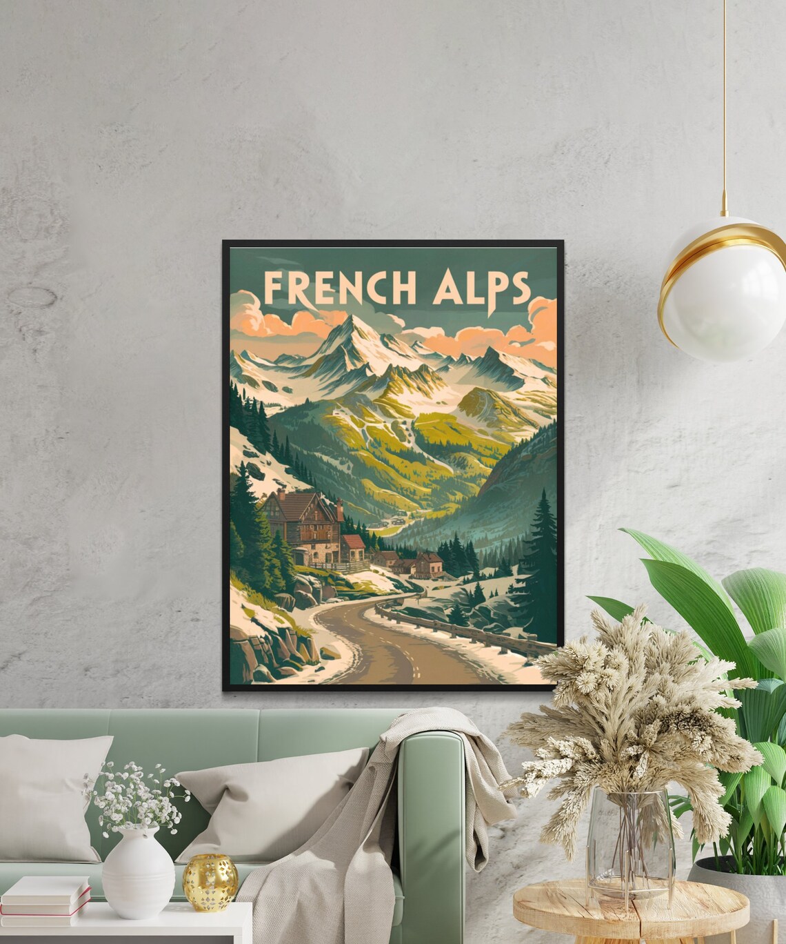 French Alps Vintage Travel Print French Alps Vintage Poster France Wall Art Framed Present Gift France Present - Image 2