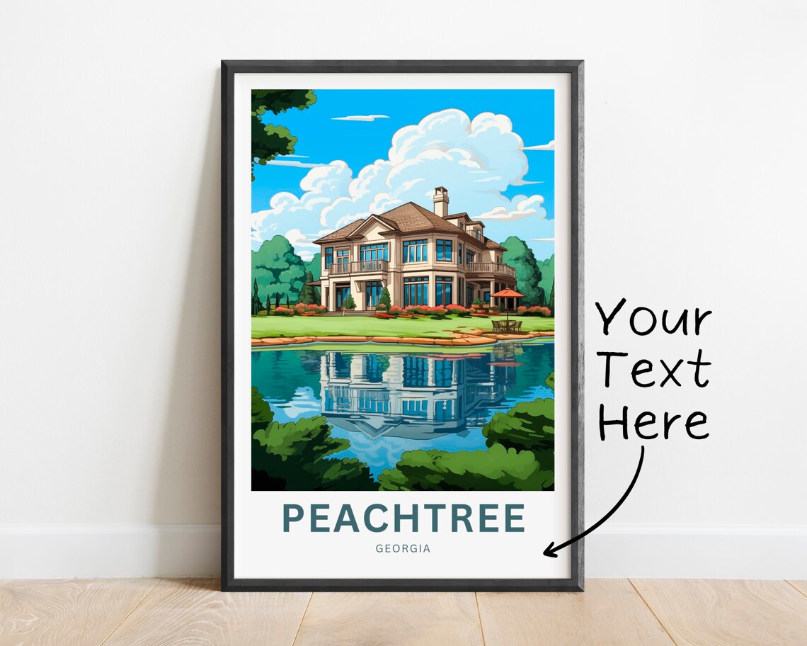 Peachtree Georgia Grand Lakeside Mansion Personalized Poster