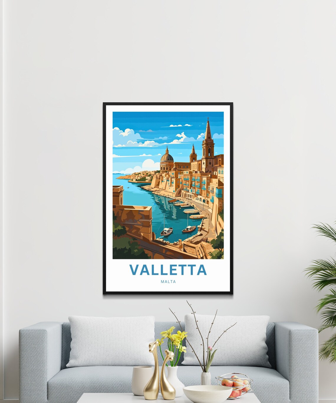 Valletta Malta Harbor Walls Bastions City View Travel Poster - Image 3