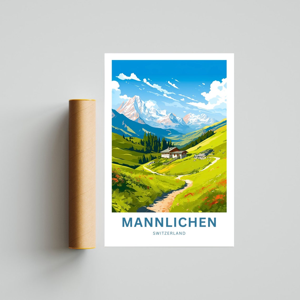 Personalized Mannlichen Switzerland Chalet Trail Travel Poster - Image 4