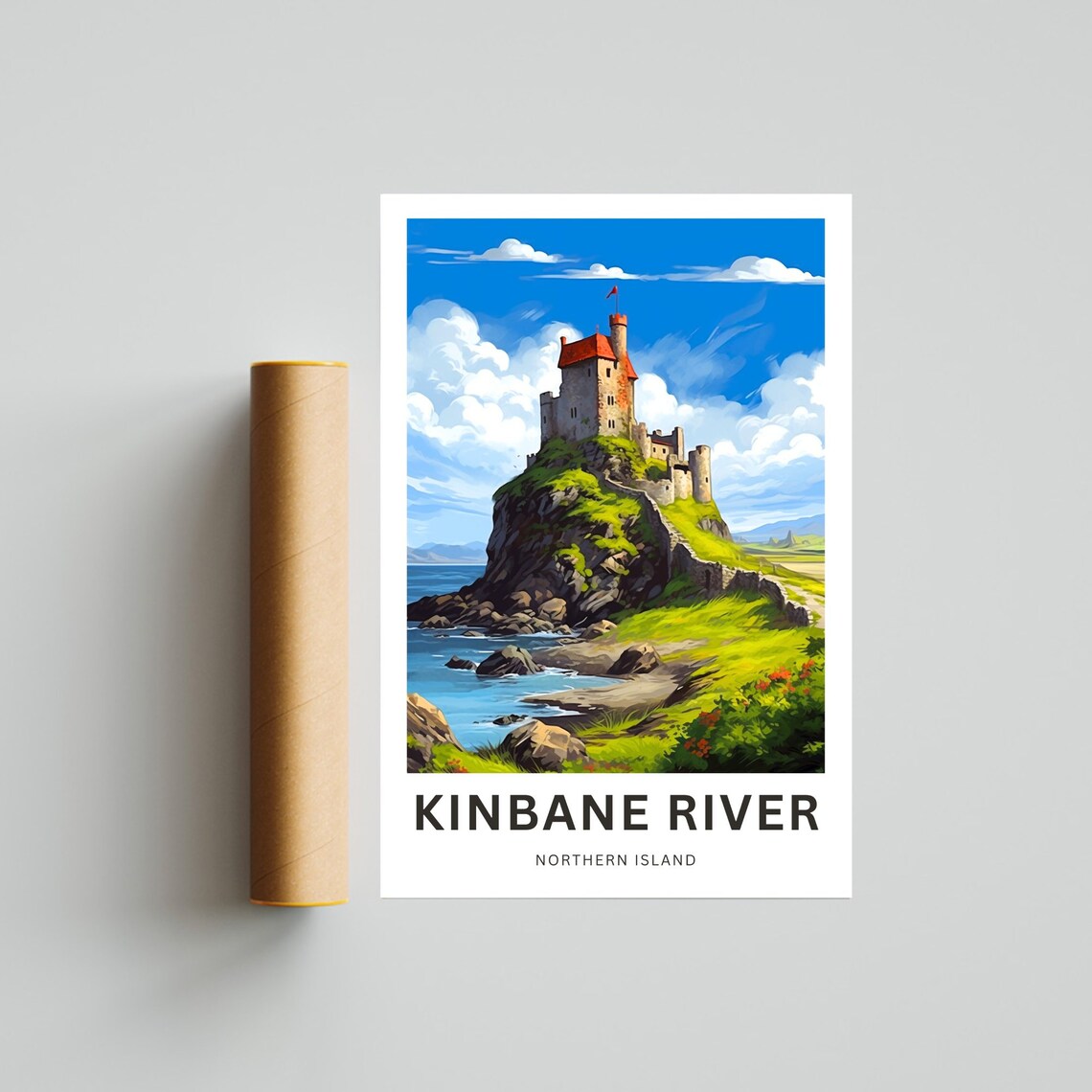 Kinbane River Northern Ireland Coastal Castle Sea Cliffs Travel Poster - Image 4