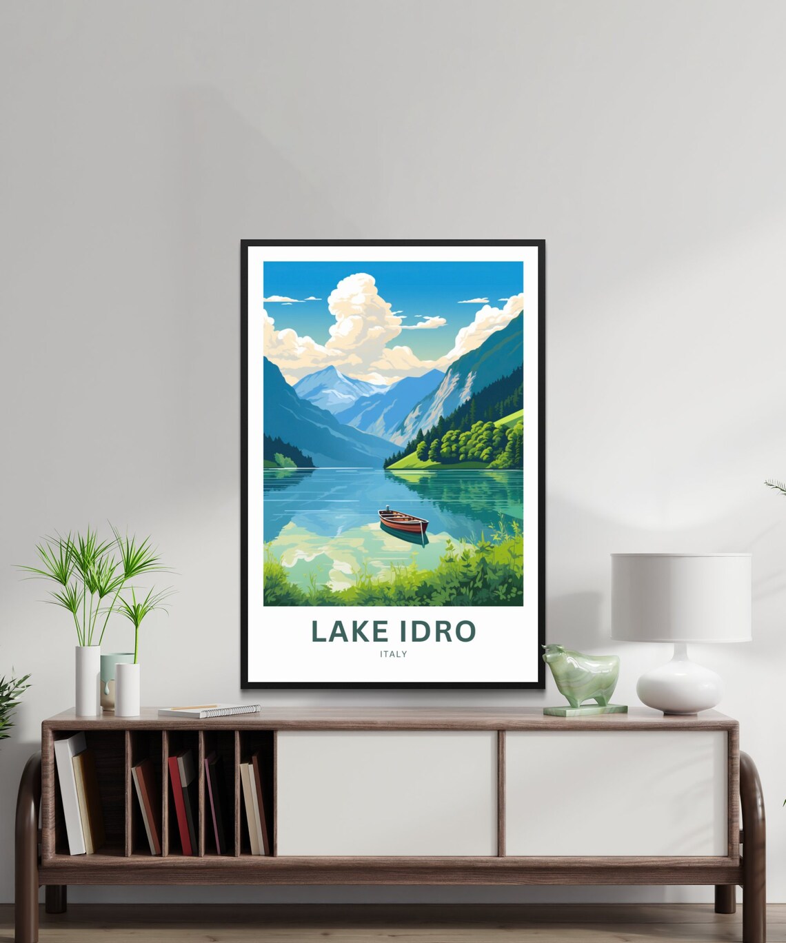 Serene Lake Idro Italy Alpine Lake Rowboat Calm Turquoise Poster - Image 3