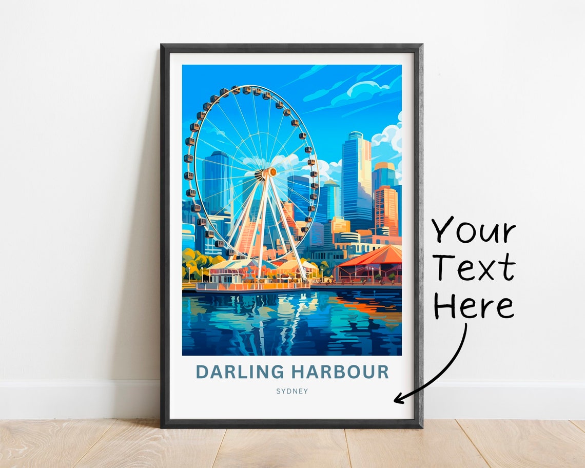 Personalized Darling Harbour Sydney Ferris Wheel Scene Poster