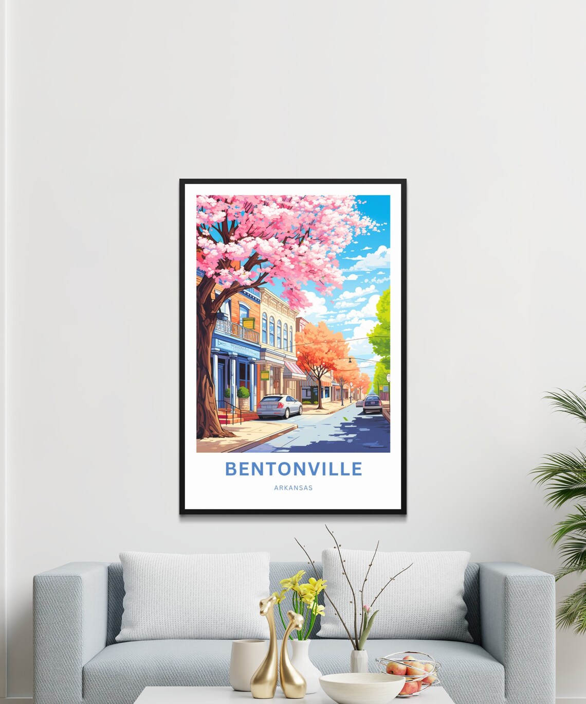 Personalized Bentonville Arkansas Cherry Blossom Street Travel Poster - Image 3