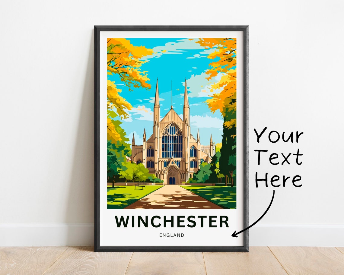 Winchester England Cathedral Autumn Trees Personalized Poster