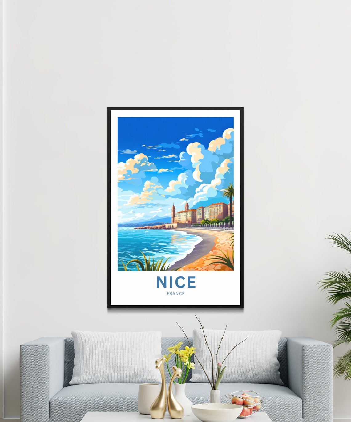Nice France Riviera Beach Promenade Personalized Travel Poster - Image 3