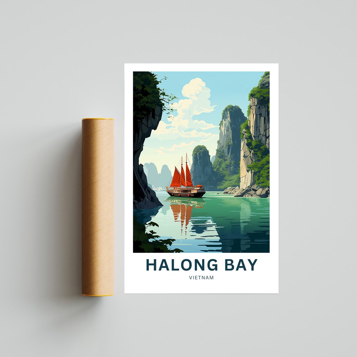 Halong Bay Travel Poster, Vietnam Wall Art - Image 4