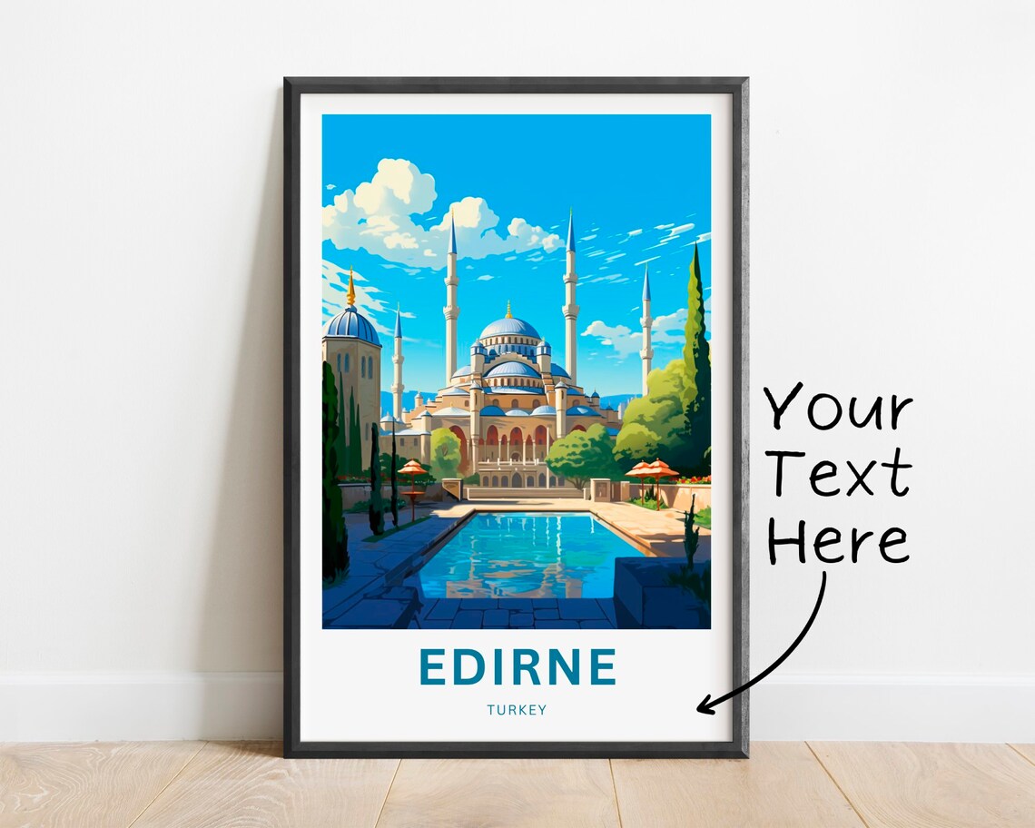 Personalized Edirne Turkey Selimiye Mosque Minarets Travel Poster
