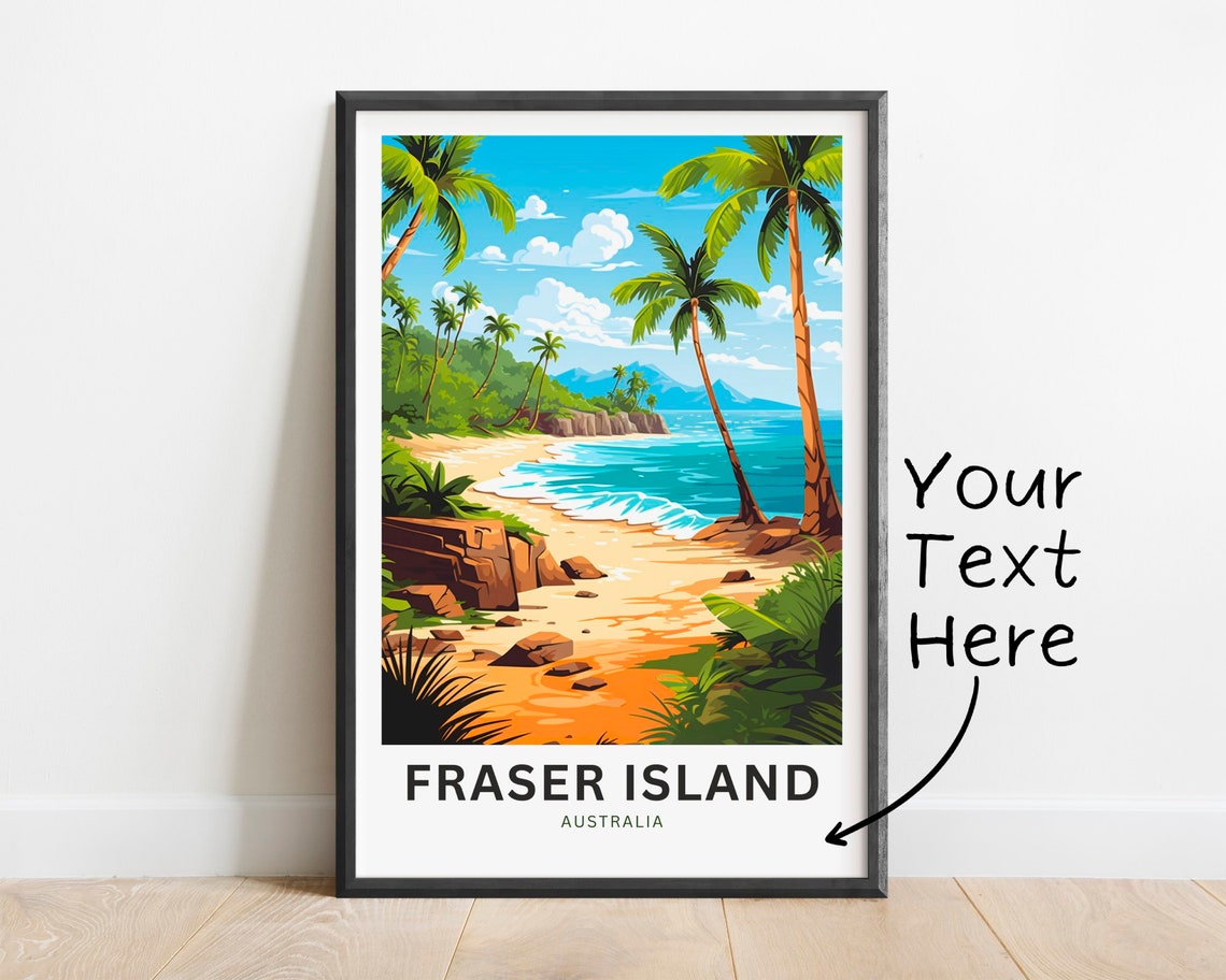 Fraser Island Australia Custom Sandy Beach Palm Travel Poster