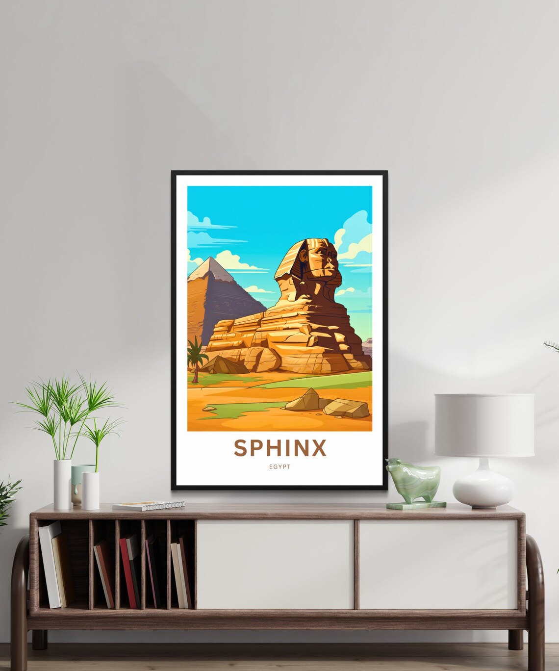 Great Sphinx of Giza Egypt Bright Cartoon Style Travel Poster - Image 2