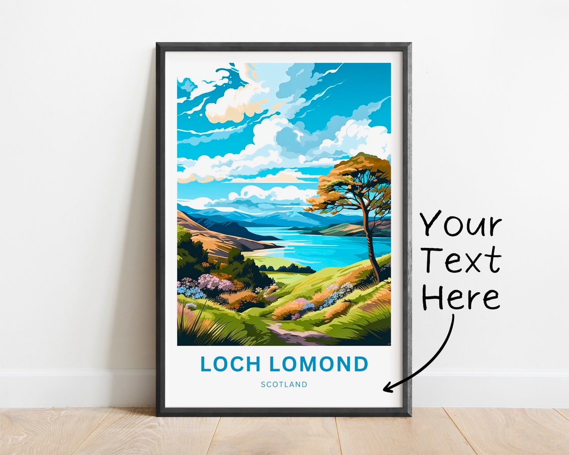 Loch Lomond Scotland Rolling Hills Personalized Travel Poster