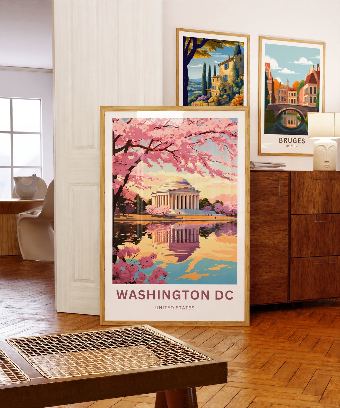 Washington DC Cherry Blossom Jefferson Memorial Spring Travel Poster - Image 5