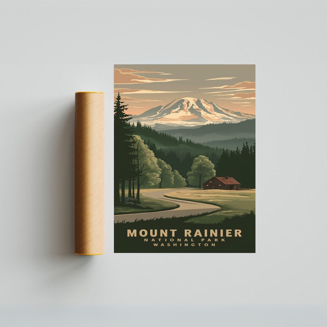 Mount Rainier National Park Washington Poster with Sunrise Road Scene - Image 3