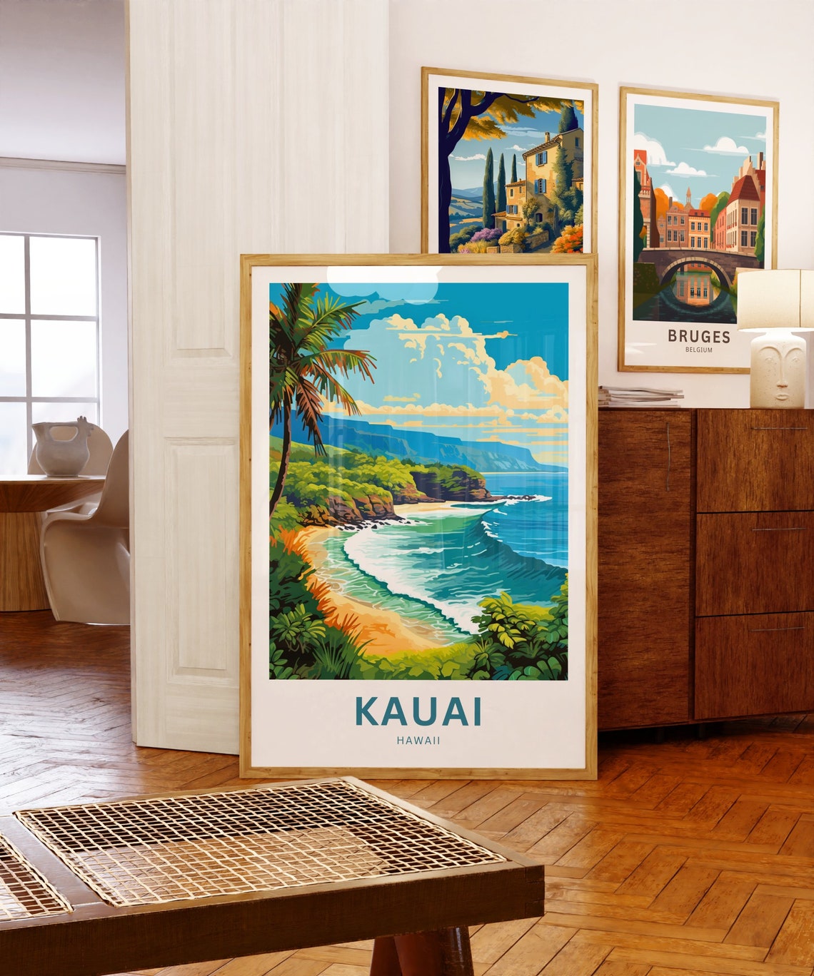 Kauai Hawaii Tropical Beach Palm Coast Vintage Travel Poster - Image 3