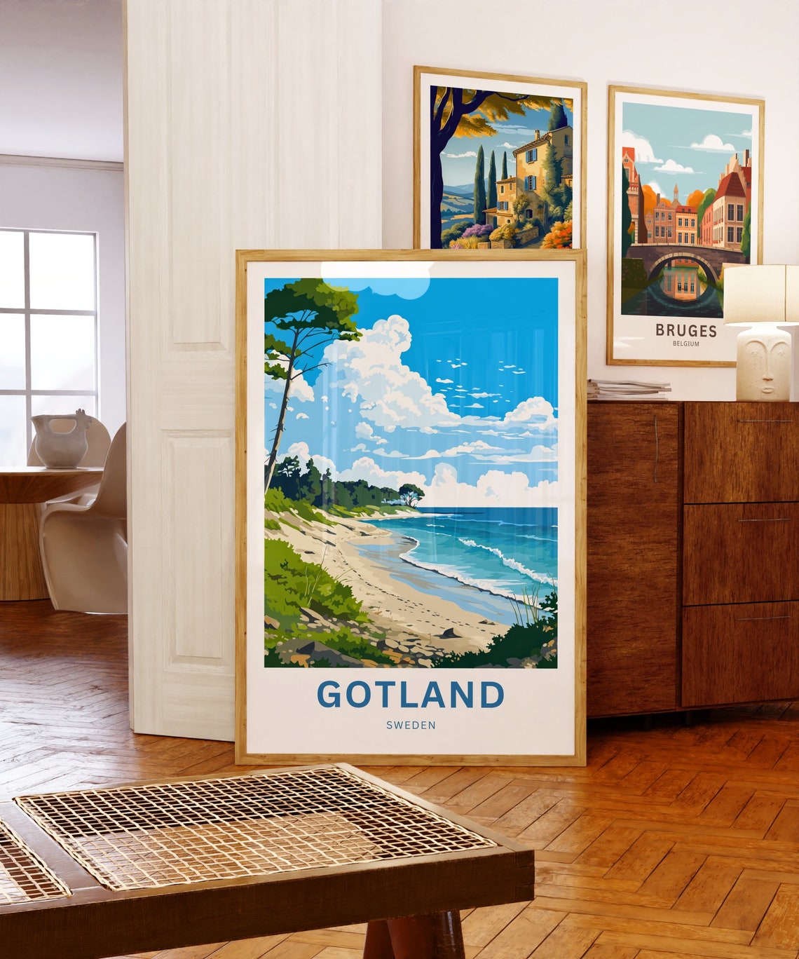 Gotland Sweden Sandy Beach Pine Forest Coastal Travel Poster - Image 5