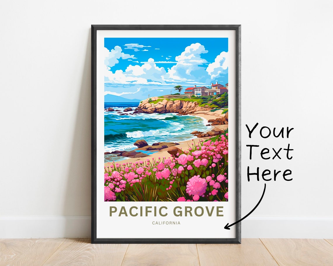 Personalized Pacific Grove California Rocky Beach Flowers Poster