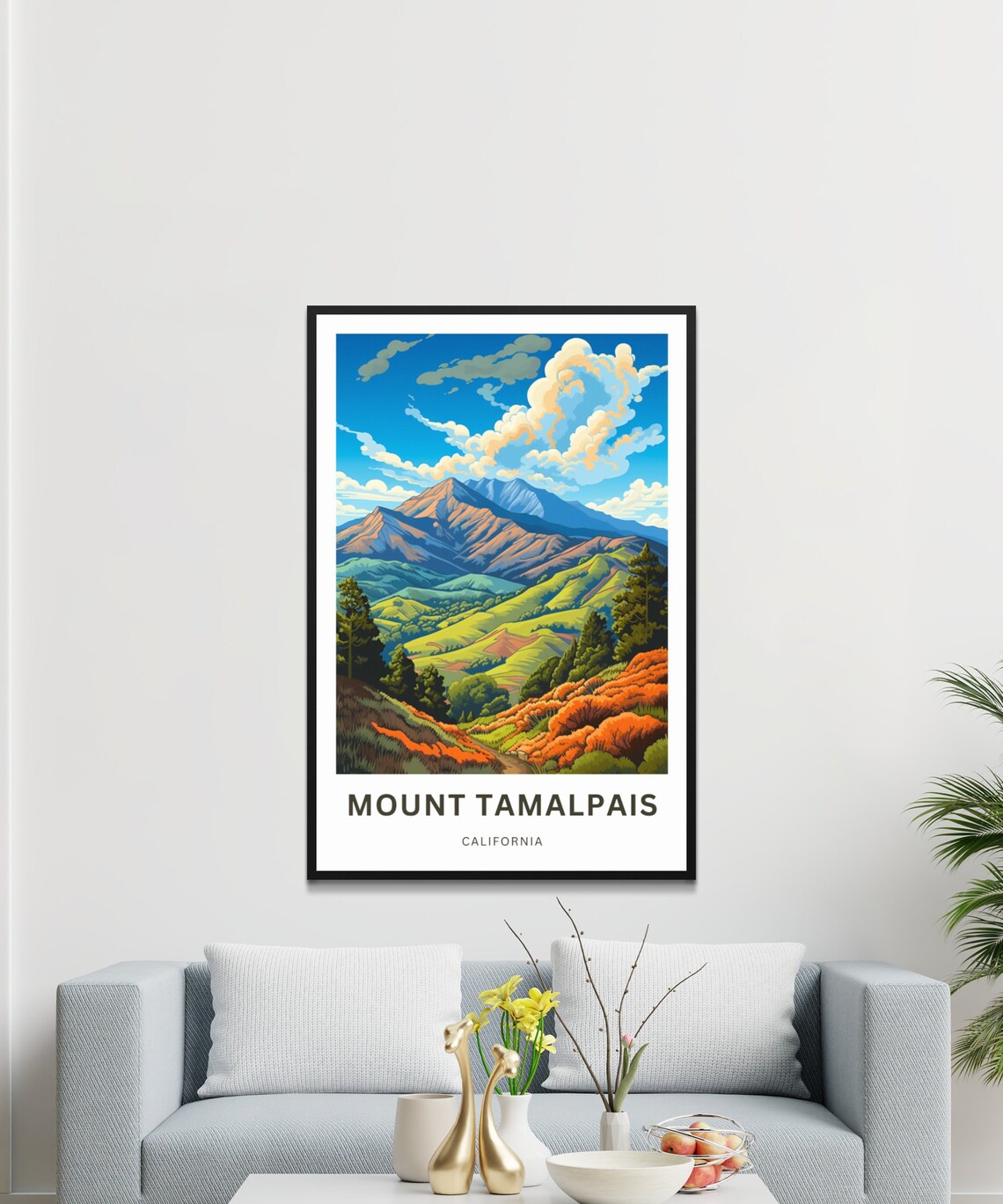 Mount Tamalpais California Orange Hills Summit Vintage Travel Poster - Image 3