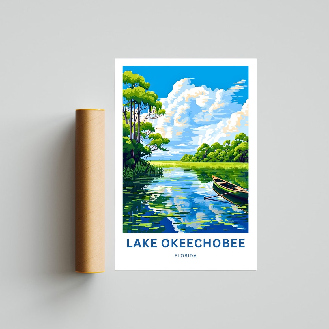 Lake Okeechobee Florida Personalized Canoe Everglades Wetlands Poster - Image 4