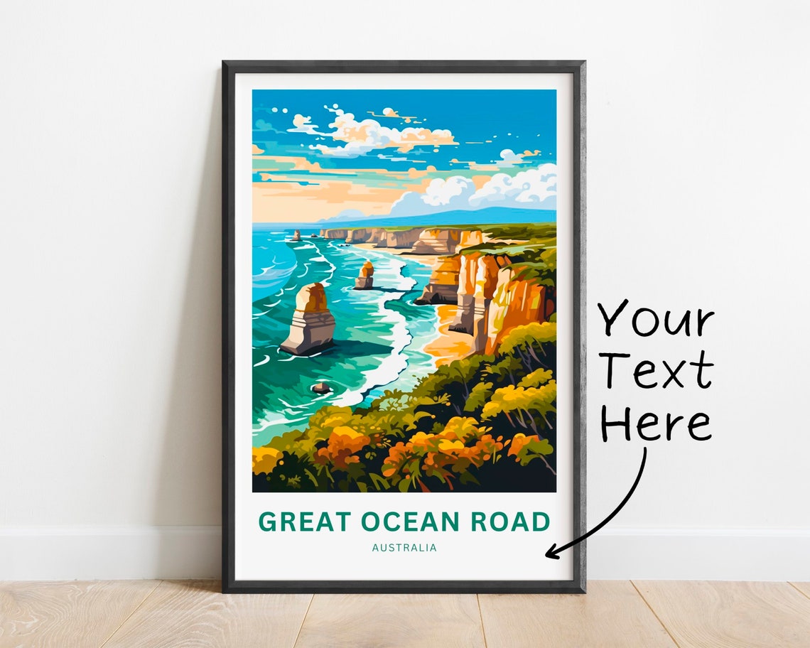 Great Ocean Road Australia Apostles Sunset Cliffs Custom Text Poster