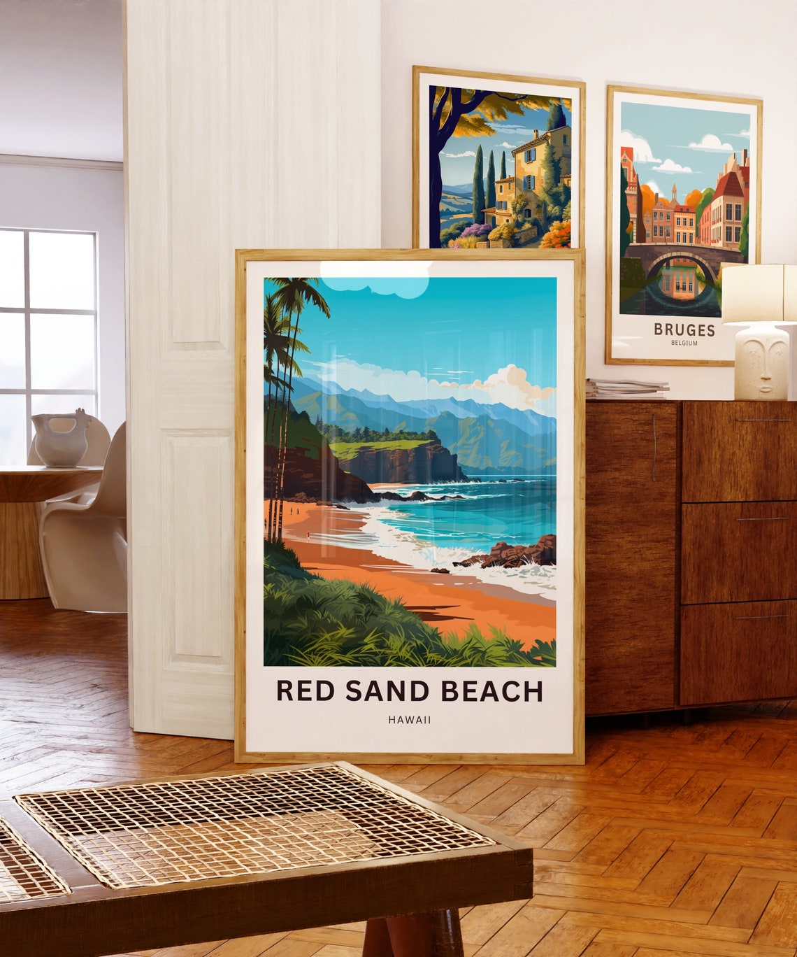 Red Sand Beach Hawaii Palm Trees Golden Sand Surf Customizable Poster - Image 5