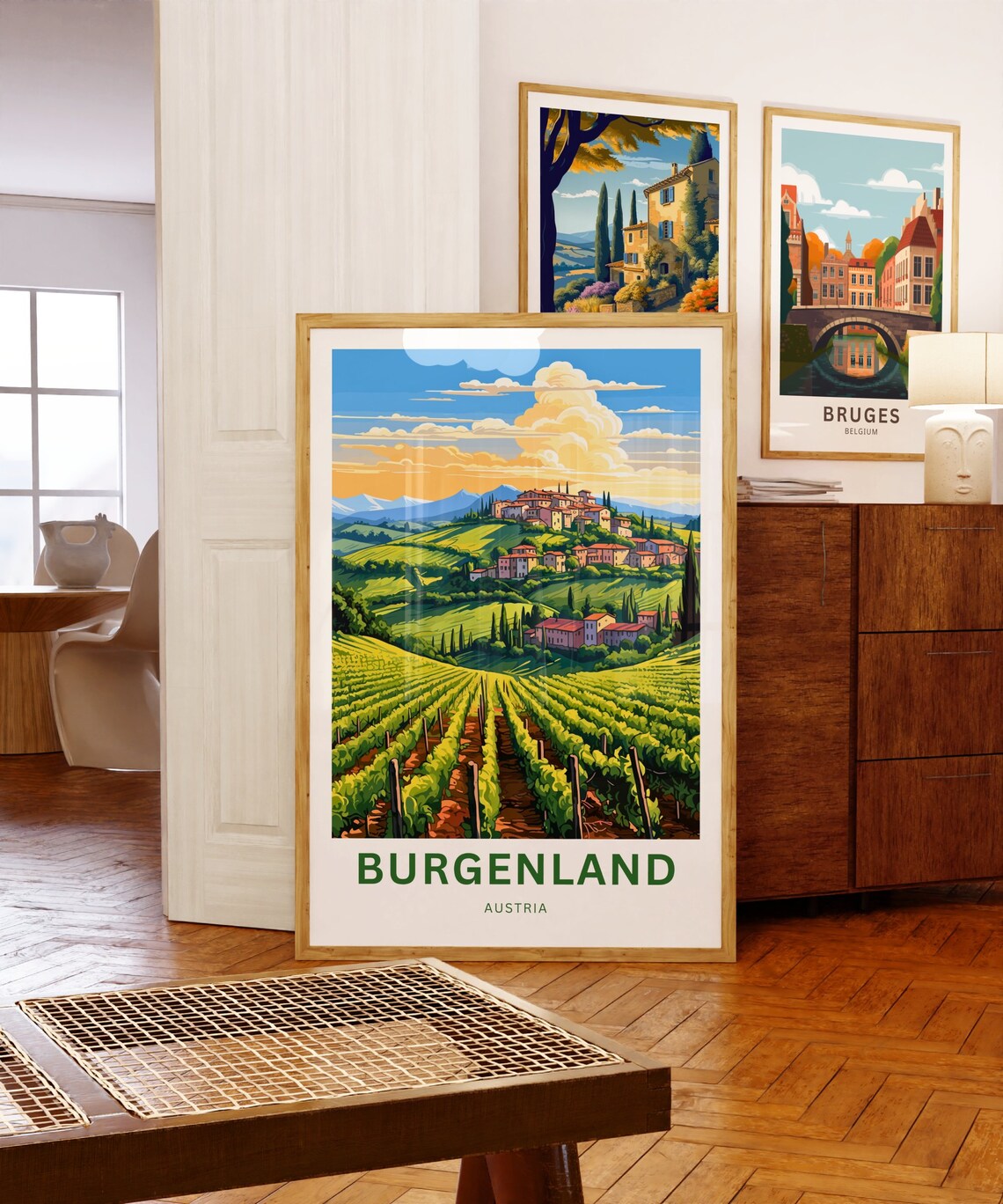 Burgenland Austria Hilltop Village Sunset Vineyard Travel Poster - Image 5