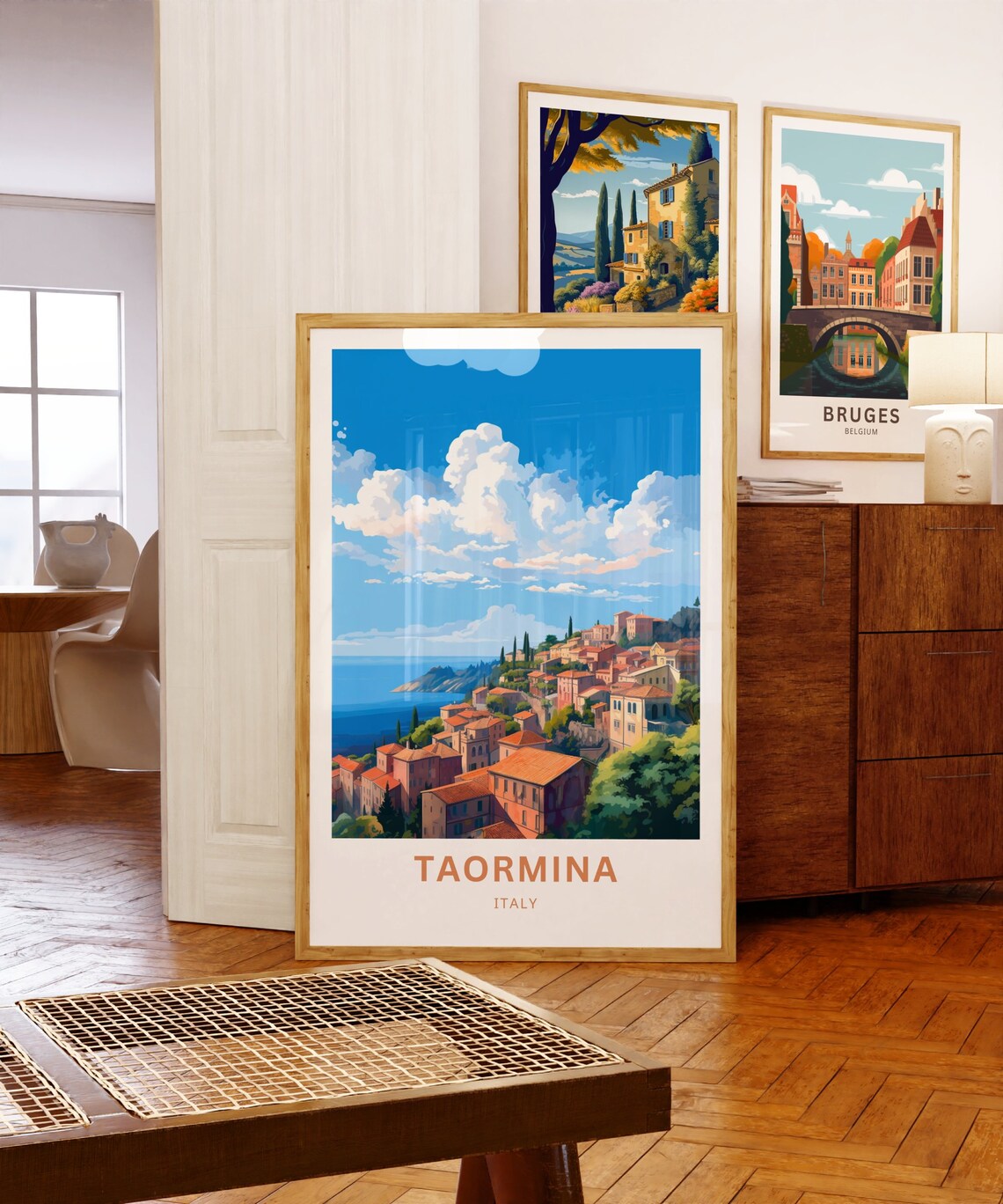 Taormina Italy Sicilian Coast Hilltop Old Town Vintage Travel Poster - Image 5