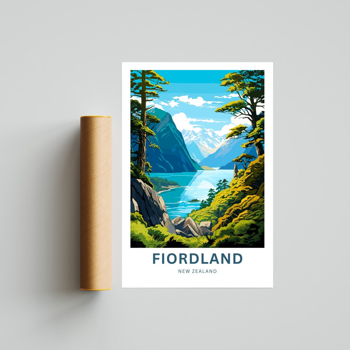 Fiordland New Zealand Fiord Valley Pine Trees Personalized Poster - Image 4