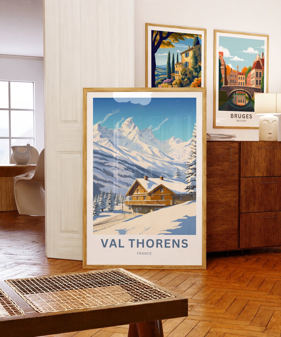 Val Thorens France Alpine Chalet Snowy Mountain Scene Poster - Image 5