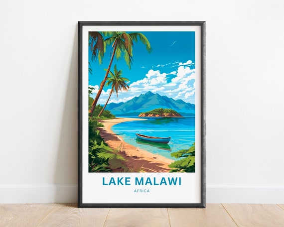 Lake Malawi Travel Print Lake Malawi Poster Africa Wall Art Framed Present Gift Africa Present