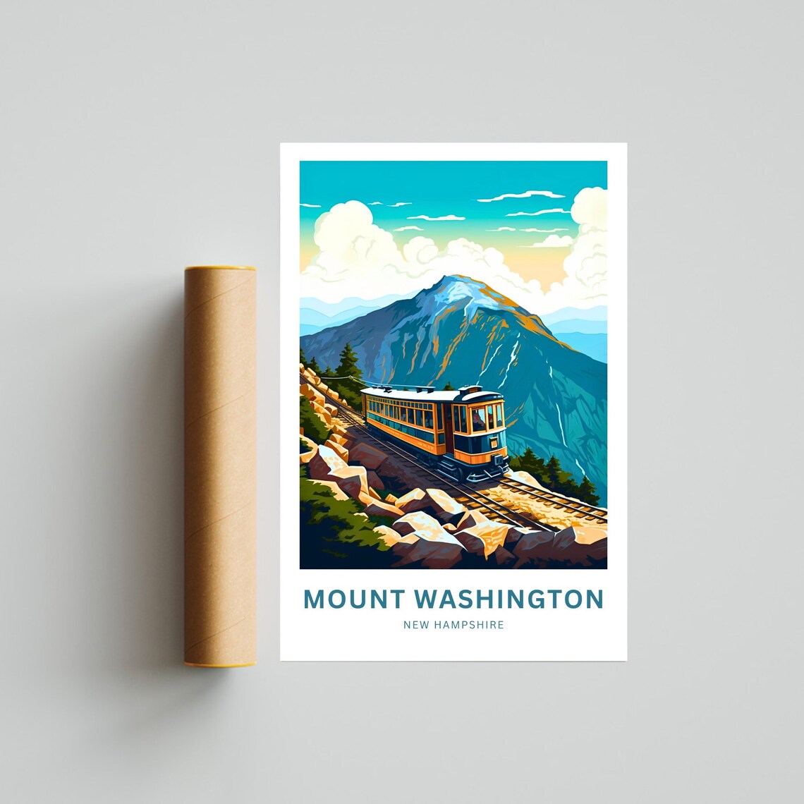 Mount Washington Travel Poster, New Hampshire Landmark - Image 4