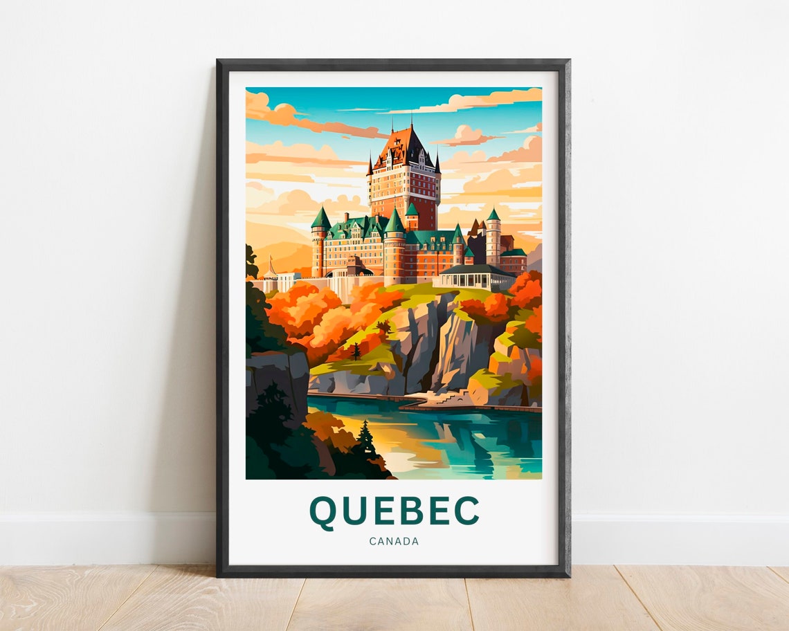 Quebec Canada Chateau Frontenac Autumn Riverside View Poster