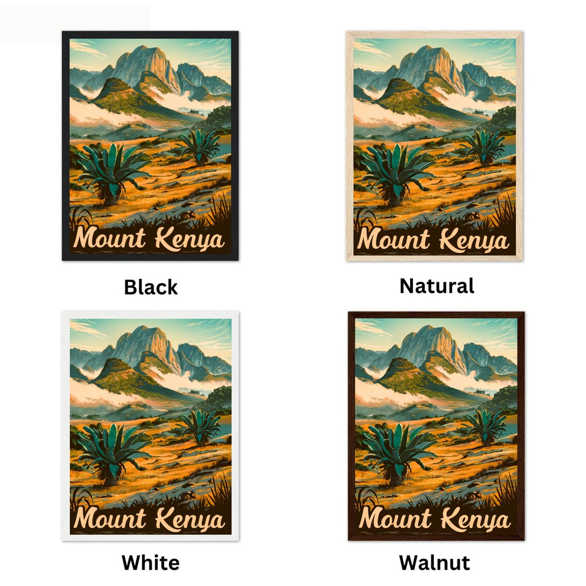 Mount Kenya Africa Rocky Summit Savanna Sunrise Travel Poster - Image 4