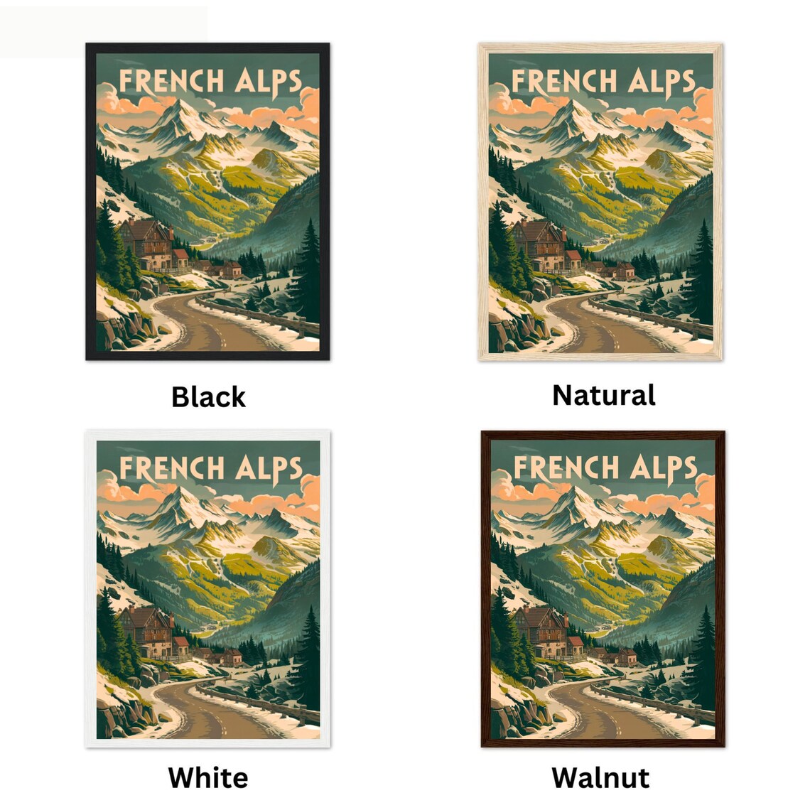 French Alps Vintage Travel Print French Alps Vintage Poster France Wall Art Framed Present Gift France Present - Image 4