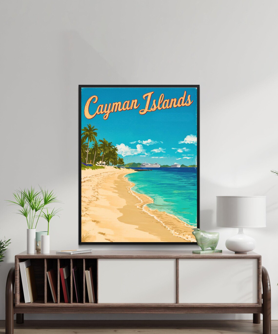 Cayman Islands Cruise Ships Sandy Beach Vintage Travel Poster - Image 3