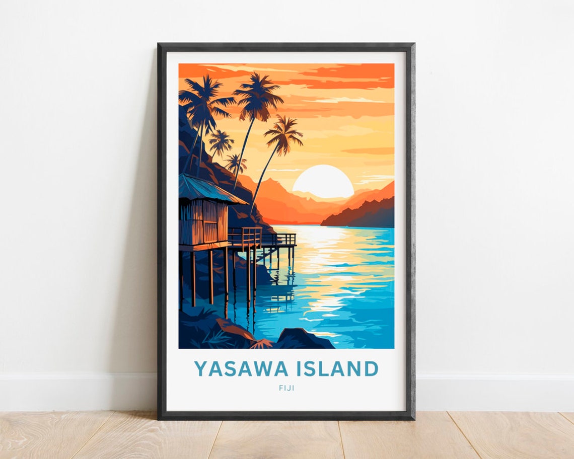 Yasawa Island Fiji Sunset Stilt Hut Ocean Custom Travel Poster