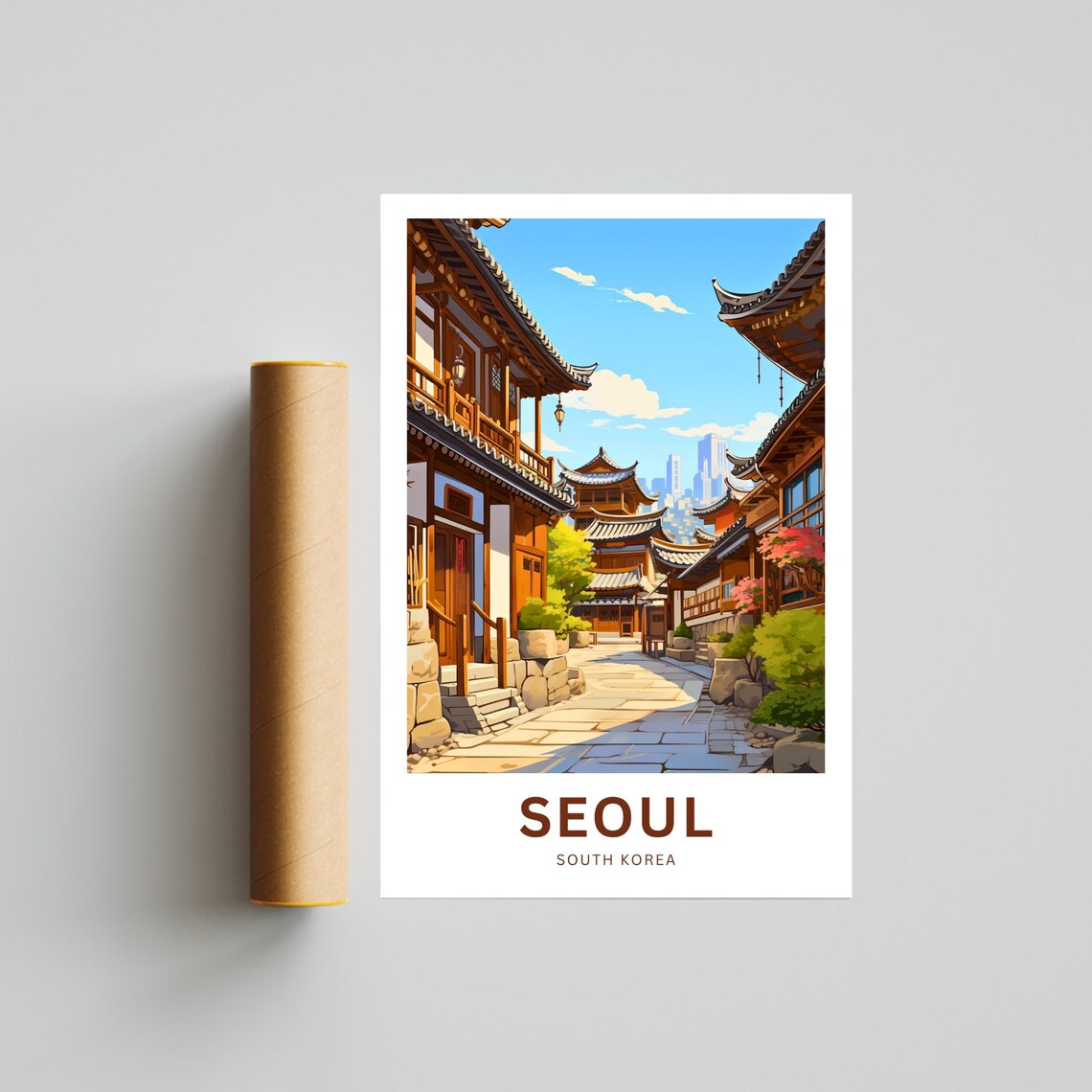 Seoul South Korea Traditional Hanok Alleyway Sunny Travel Poster - Image 4