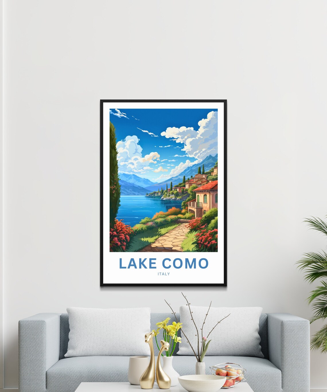 Lake Como Italy Lakeside Garden Path Cypress Trees Travel Poster - Image 3