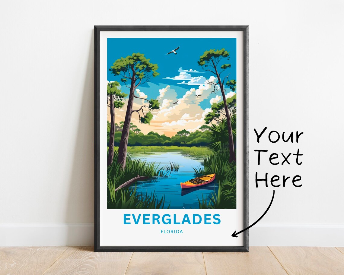 Everglades Florida Canoe Wetland Personalized Nature Travel Poster