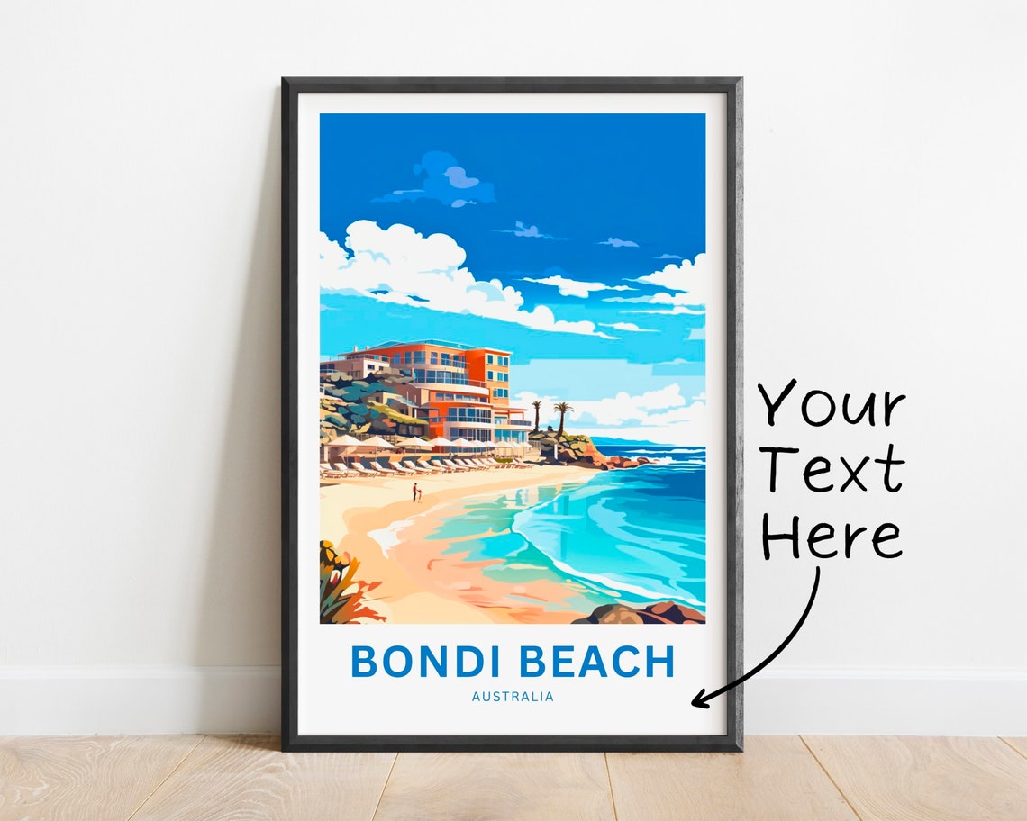 Bondi Beach Australia Hotel Poolside Terrace Custom Text Poster