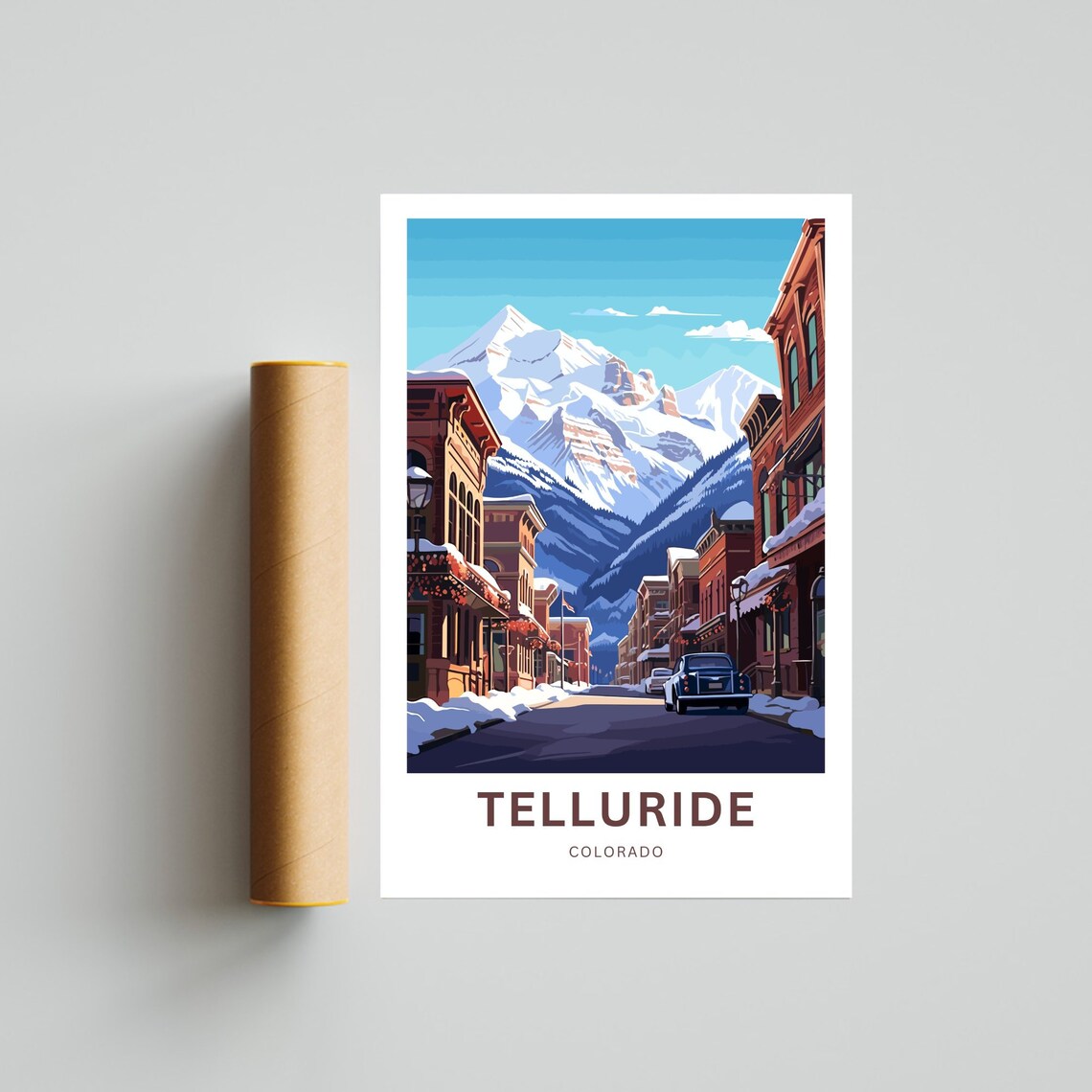 Telluride Colorado Snowy Winter Town Personalized Travel Poster - Image 4