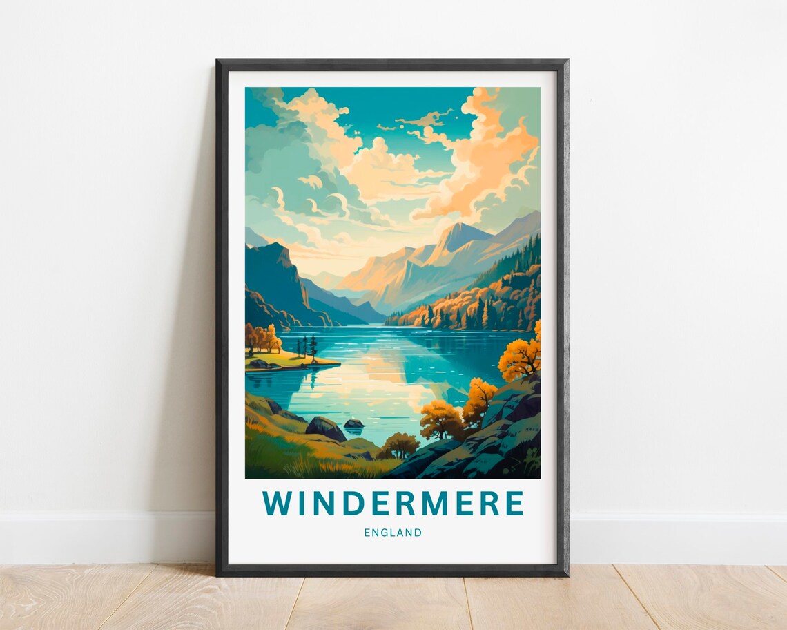 Windermere Lake Travel Poster, England Wall Art