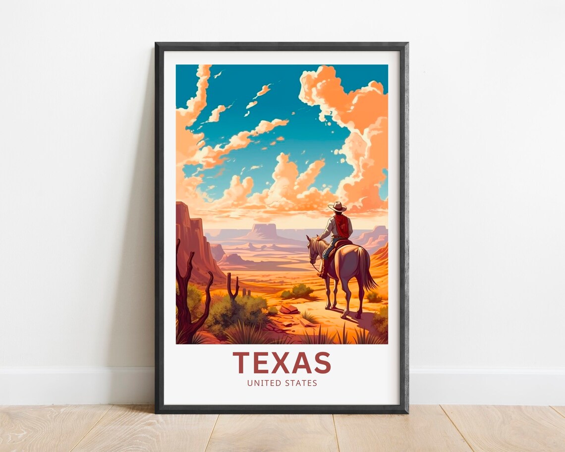 Texas Travel Poster, United States Wall Art Print