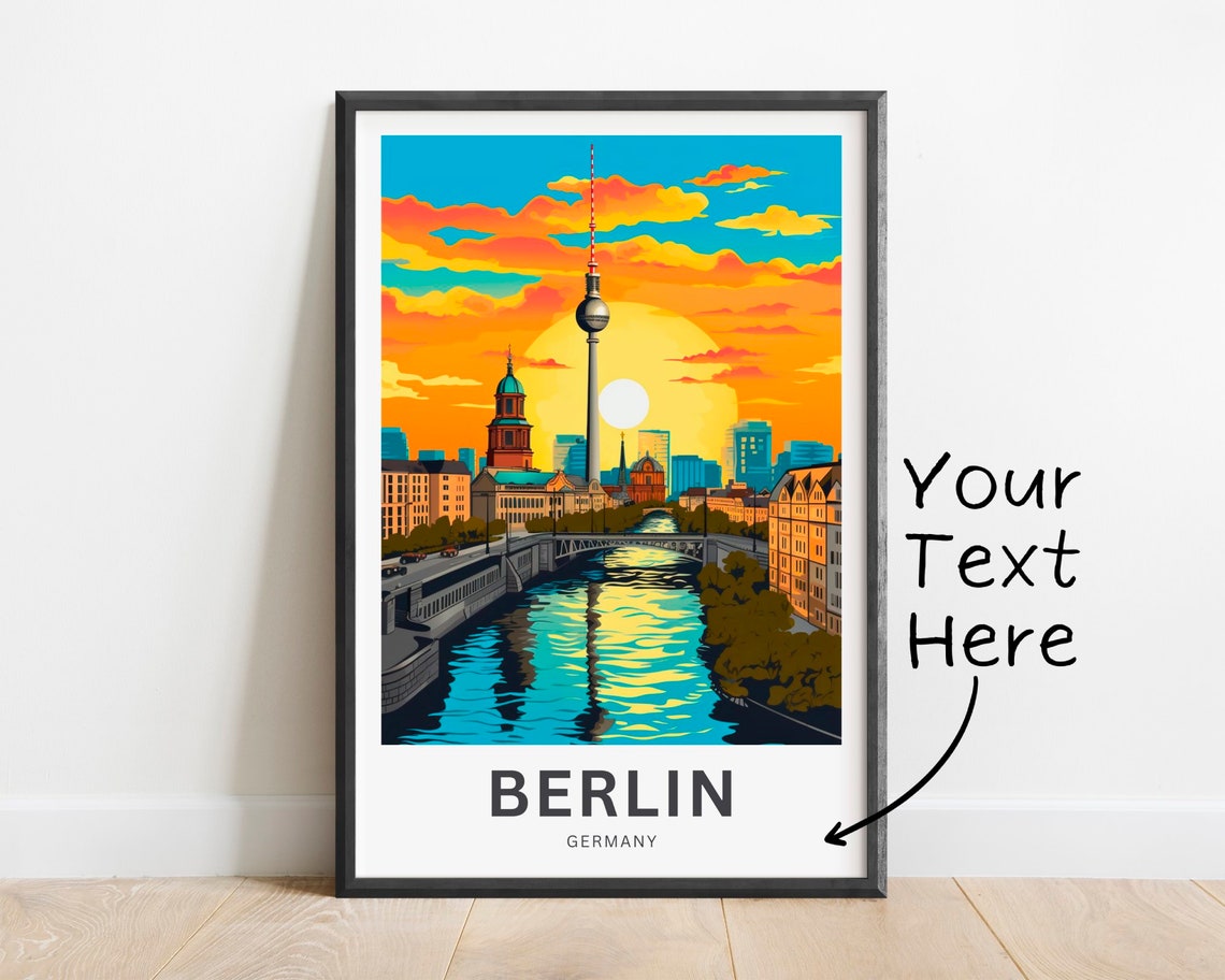 Personalized Berlin Fernsehturm Bridge Sunset Germany Travel Poster