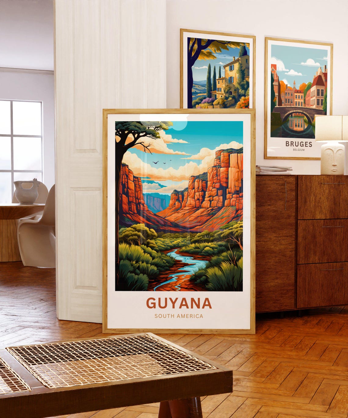 Personalized Guyana Red Rock Canyon River Custom Text Poster - Image 5