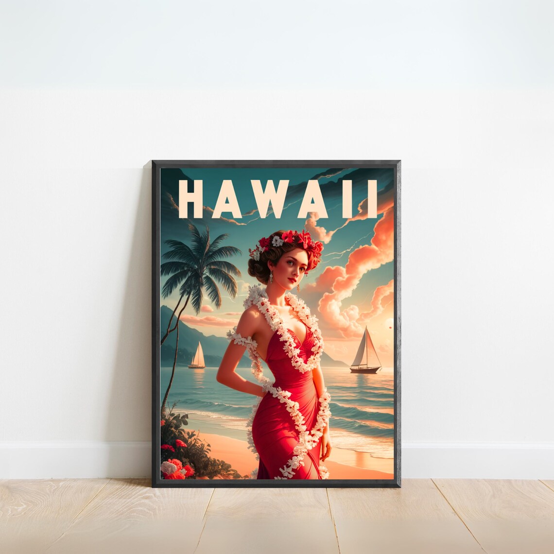 Hawaii Vintage Travel Poster, Travel Poster