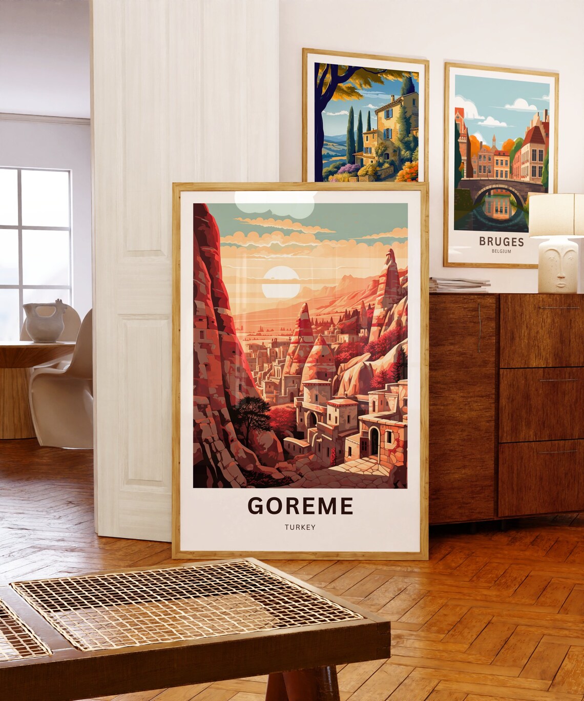 Goreme Turkey Travel Poster Cappadocia Fairy Chimneys Sunset Canyon - Image 5