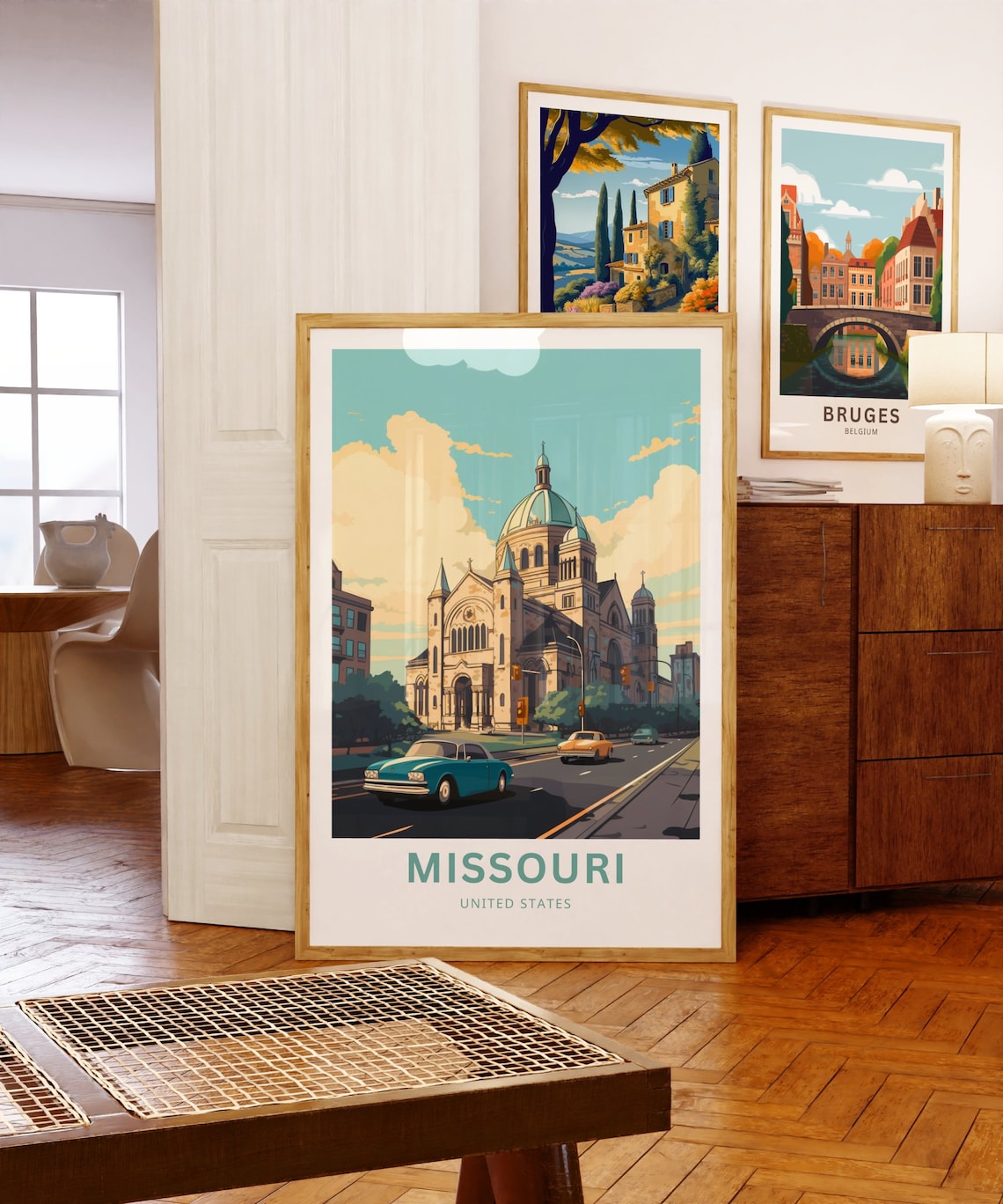 Missouri Domed Cathedral Basilica Classic Cars Street Poster - Image 5